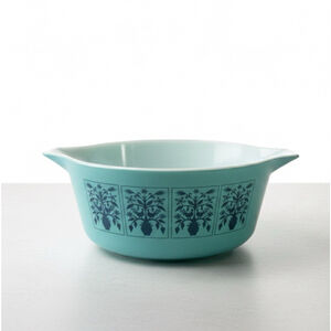Pyrex Saxony Tree of Life Casserole Dish - 475-B Turquoise Aqua Blue (No Lid)